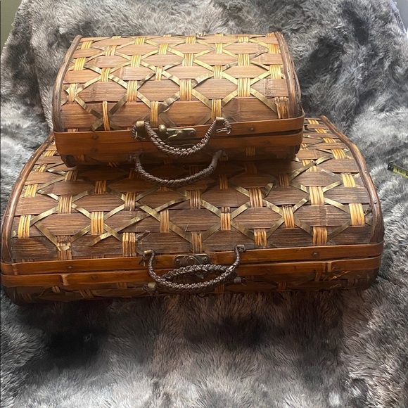 Woven Brown and Tan Basket Set - Picture 11 of 16